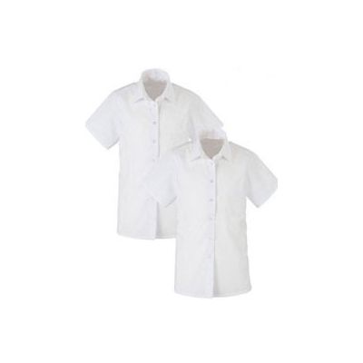 Girls White Non-Iron Blouse Short Sleeves Twin Pack