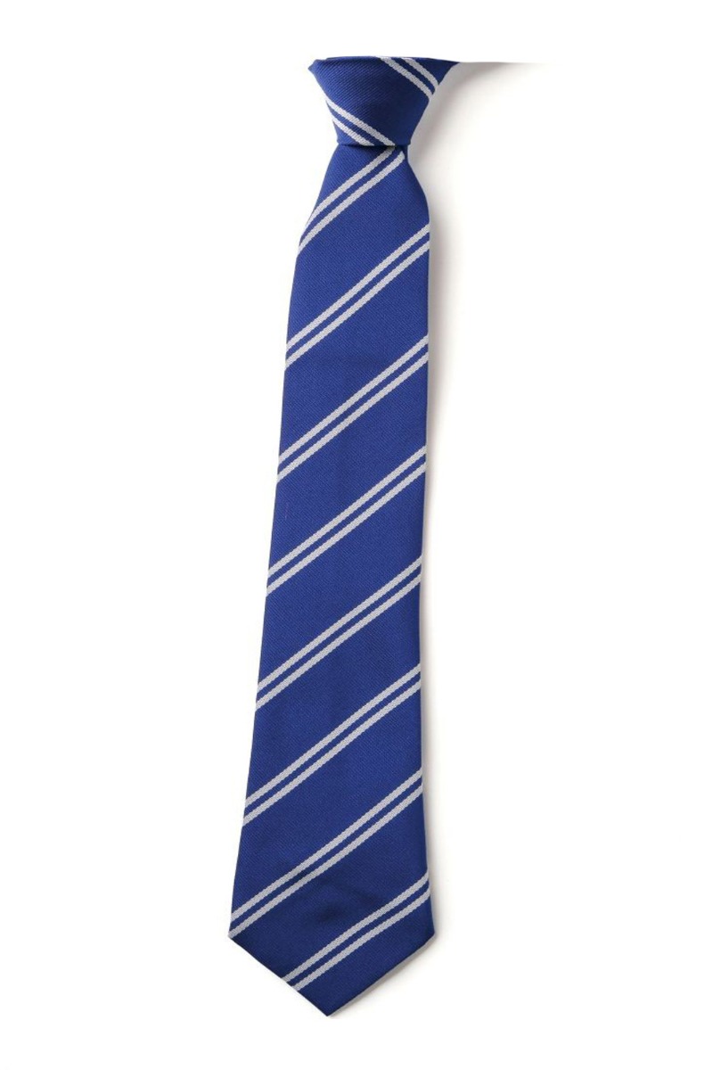 Royal School Tie With Thin Silver Stripes-Clip On -0