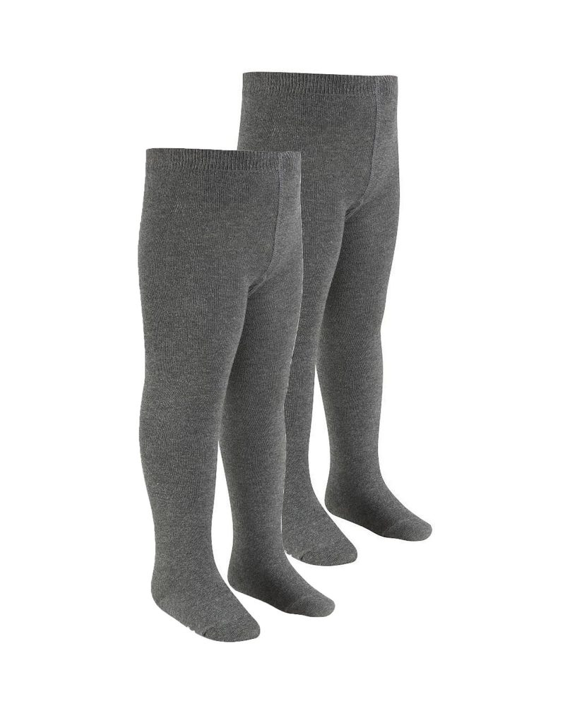 Girls Grey Tights 2 Pairs