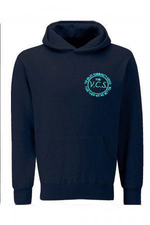 Vally Primary School Logo Navy PE Hood