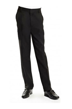 Boy's Black Slim Fit Adjustable Waist Size School Trousers