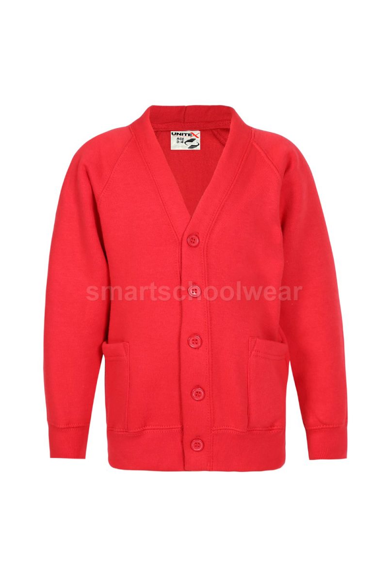 Primary School Plain Red Cardigan-0