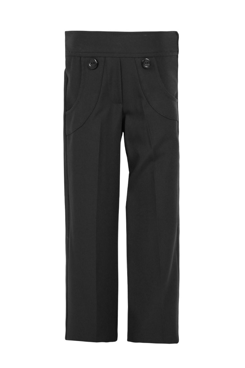 Girls Black Trouser 2 Button-0