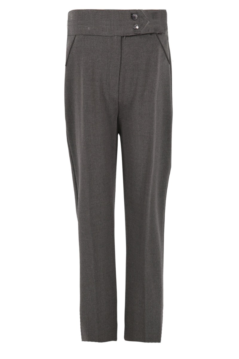 Girls Grey 2 Button Trouser-0