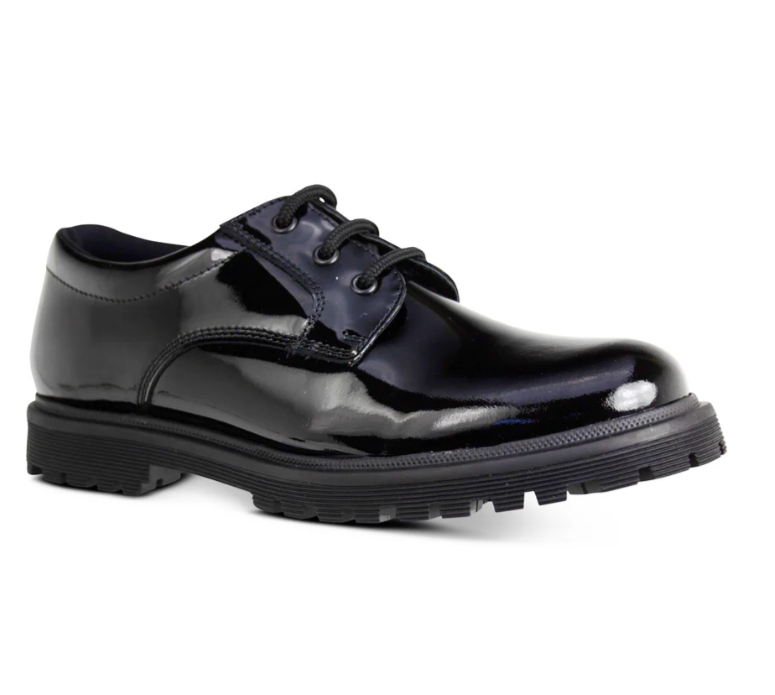 BAILEY - Girls Black Patent Lace Up School Shoes-0