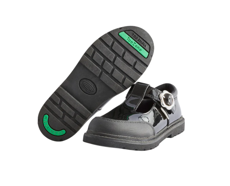 CLOVER - Girls Patent T-Bar Buckle School Shoes-0