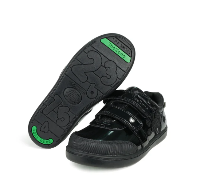 LIA Girls Patent Double Rip-Tape Unicorn School Shoes-0