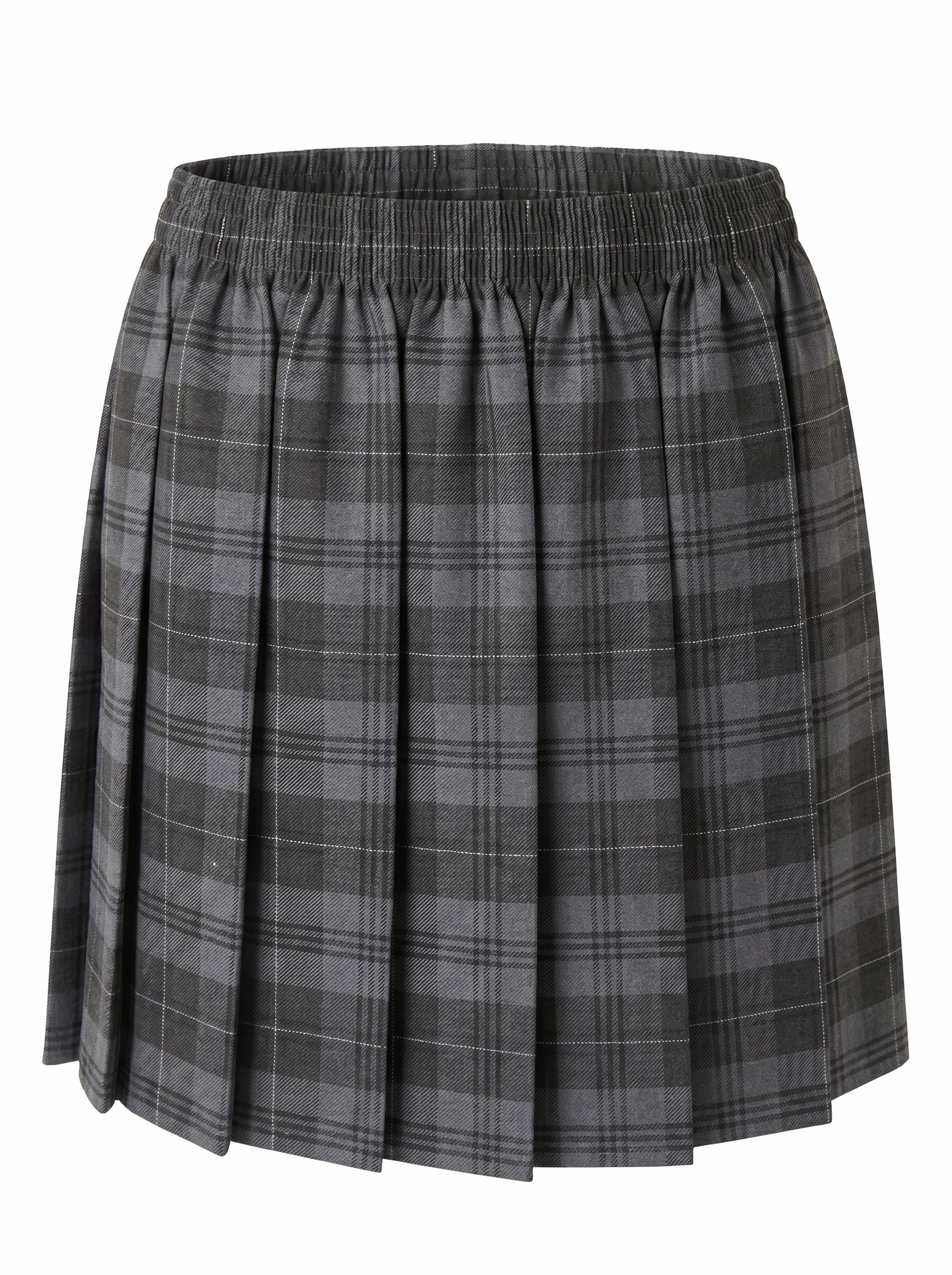 Girls Grey Tartan Box Pleat Skirt