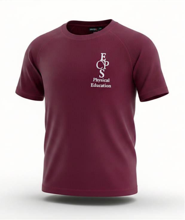 Egerton Primary School Maroon PE T-Shirt With Logo