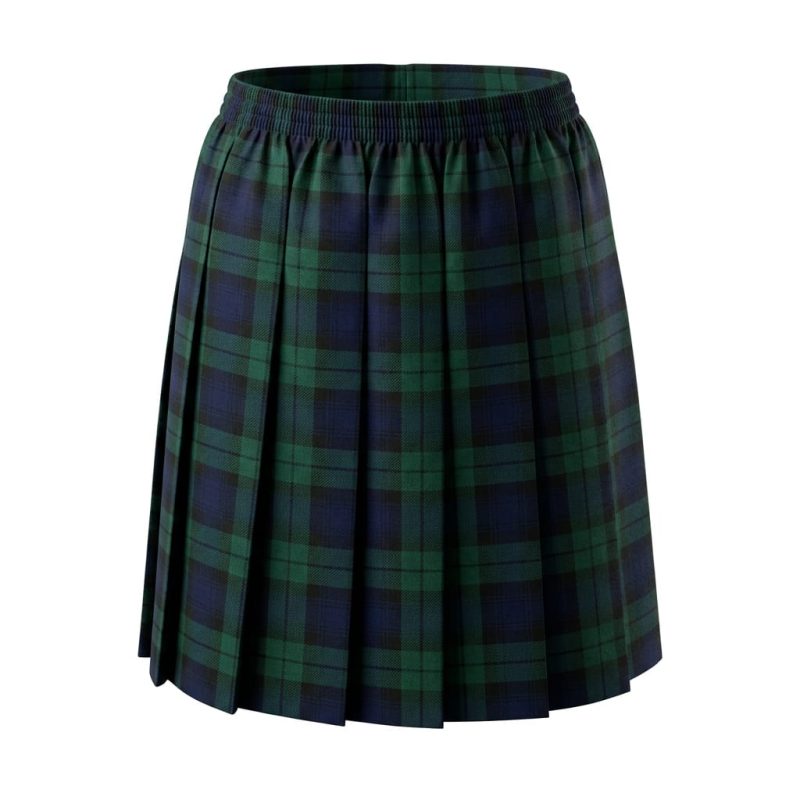 Girls Green Tartan Box Pleat Skirt