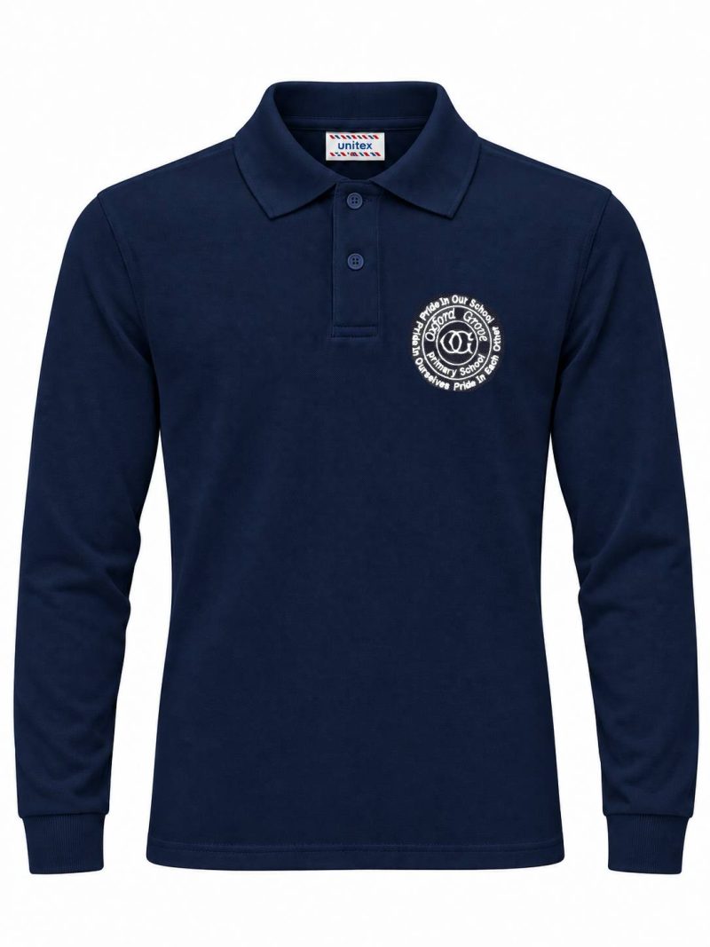 Oxford Grove Long Sleeve Navy Polo Shirt