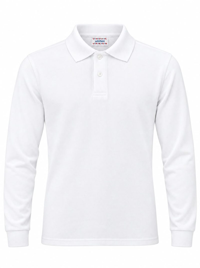 Long Sleeve White Polo Shirt